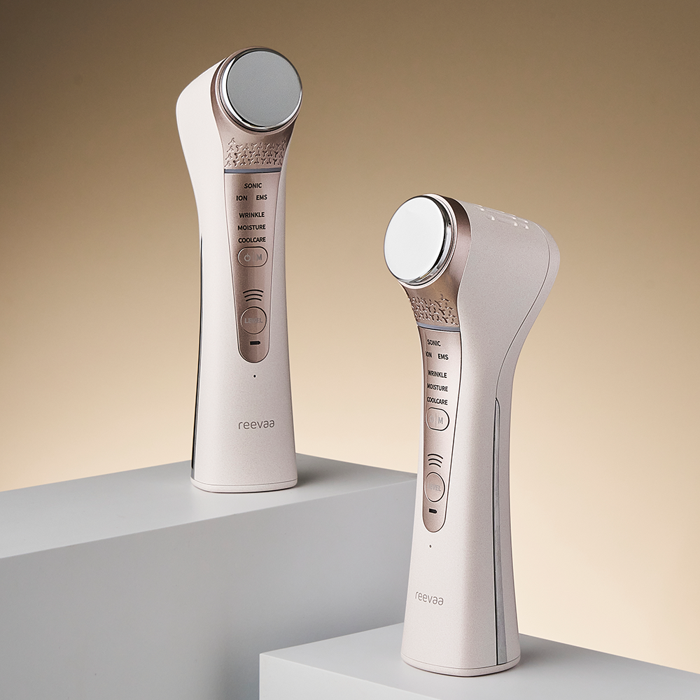 REEVAA SE - 6-in-1 Ultrasonic, Galvanic & EMS Massager, Skin Care Device for Face & Body with Hot & Cool Function(K-beauty device developed and manufactured in South Korea)