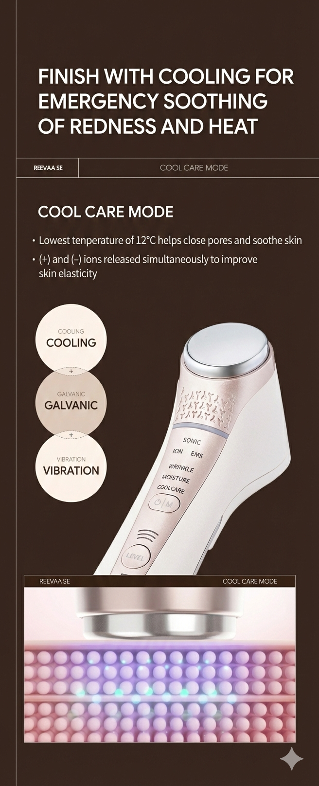 REEVAA SE - 6-in-1 Ultrasonic, Galvanic & EMS Massager, Skin Care Device for Face & Body with Hot & Cool Function(K-beauty device developed and manufactured in South Korea)